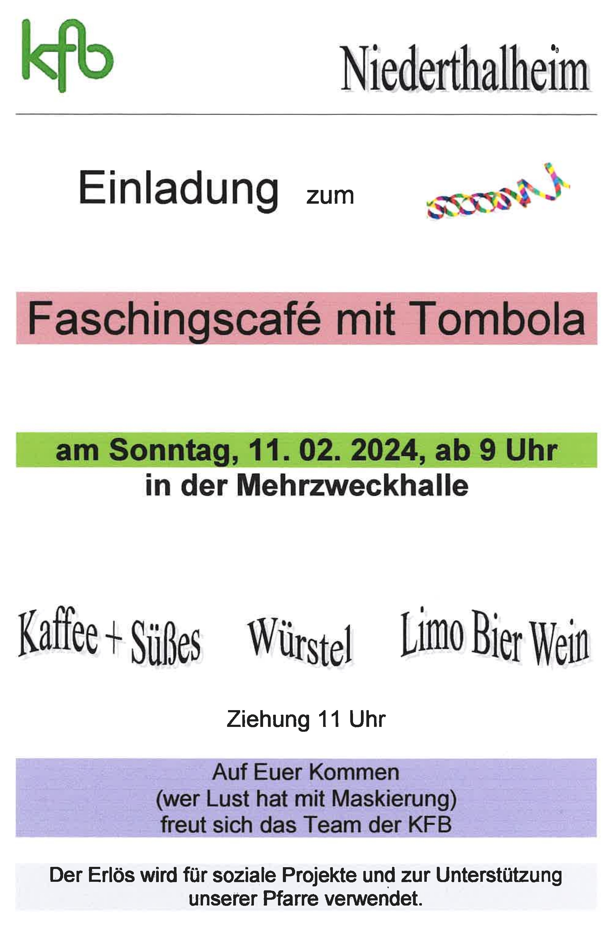 Einladungsflyer - Faschingscafe